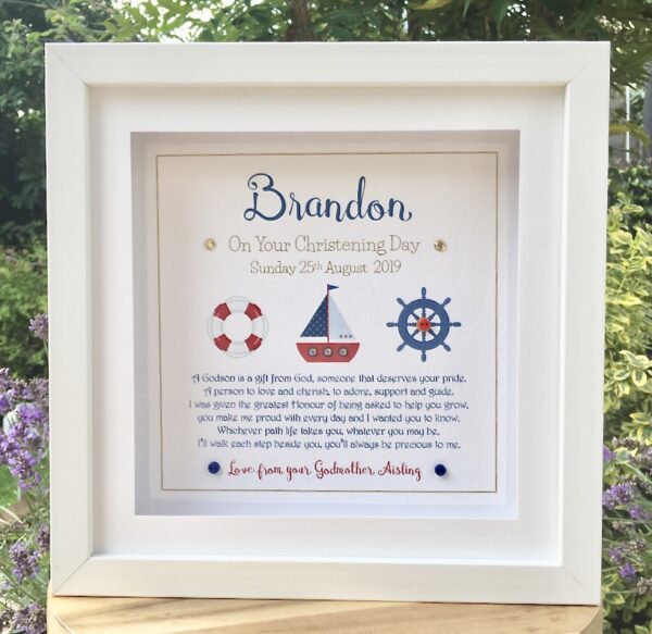 As Cute as a Button Personalised Framed Prints christening frame