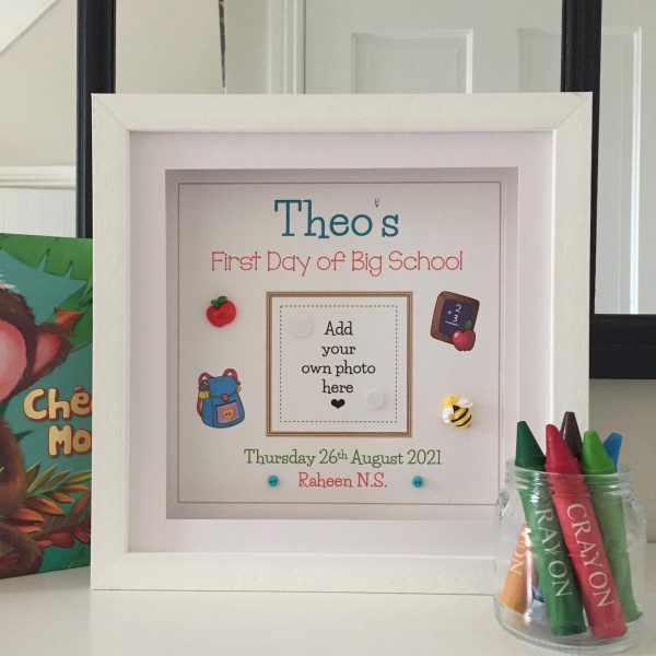 As Cute as a Button Personalised Framed Prints first day of school frame