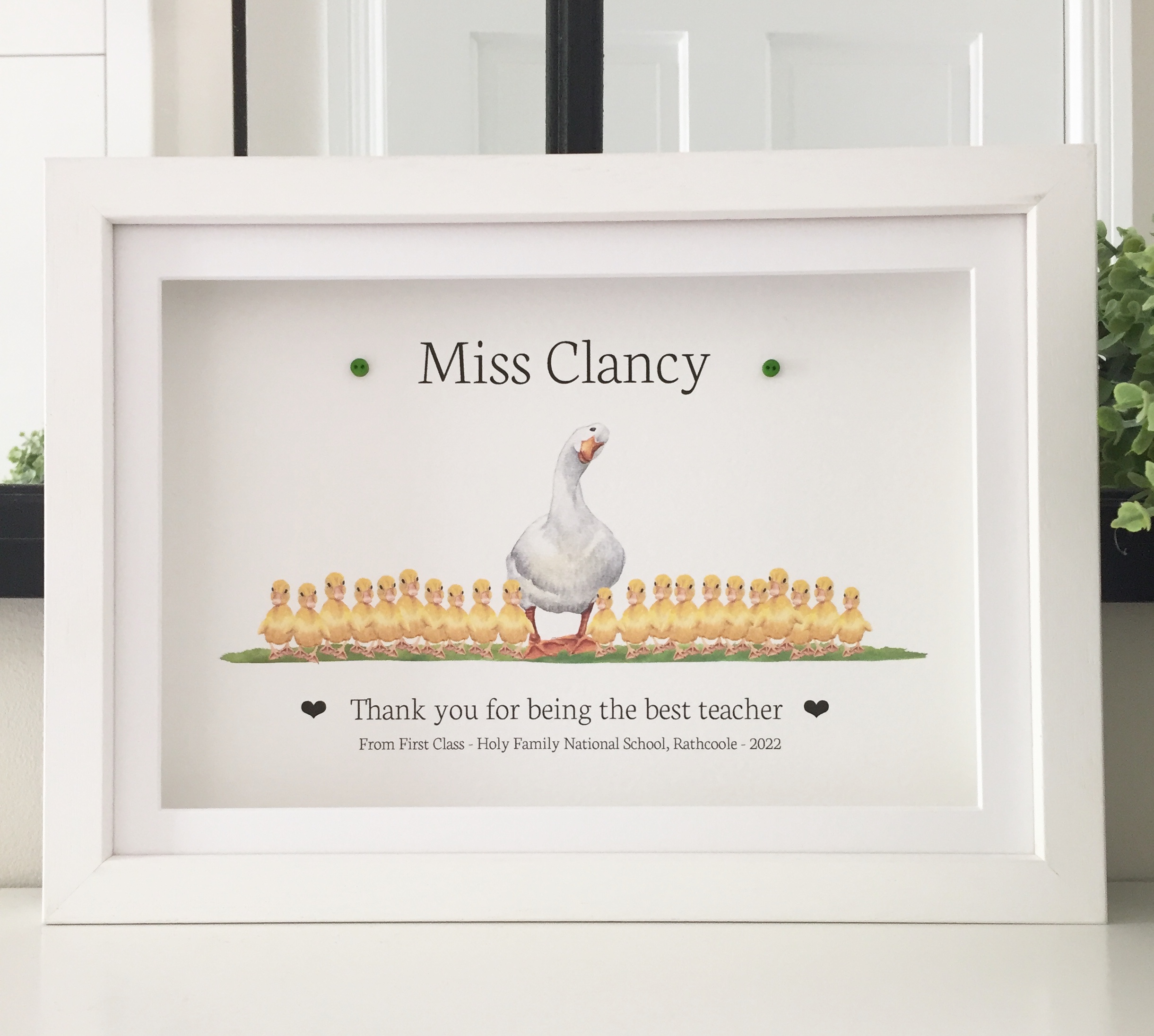 Teacher gift As Cute as a Button Personalised Framed Prints