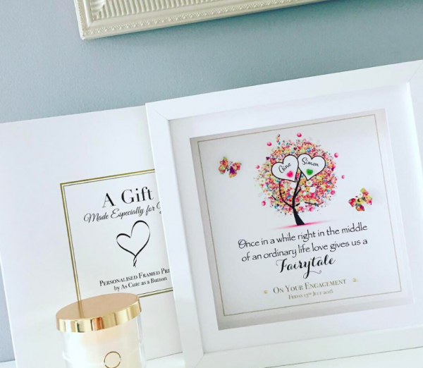 As Cute as a Button Personalised Framed Prints engagement gift