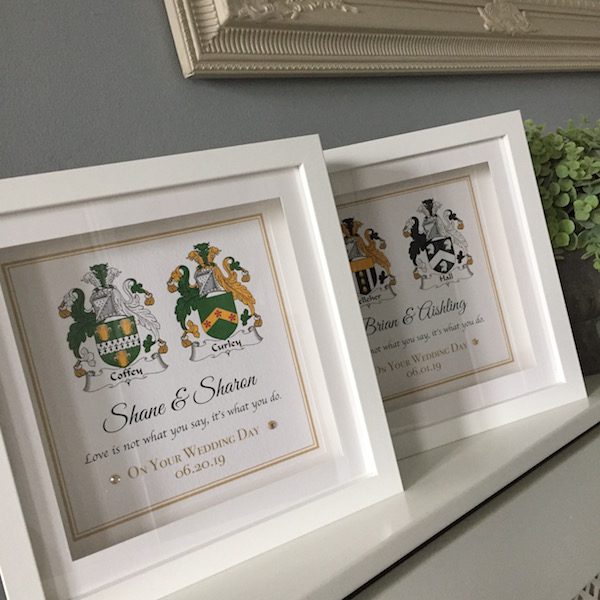 family crest frame wedding gift personalised