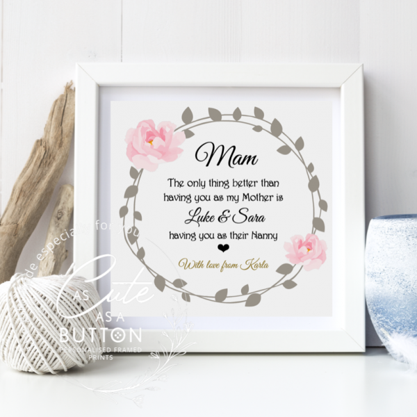 As Cute as a Button Personalised Framed Prints mothers day