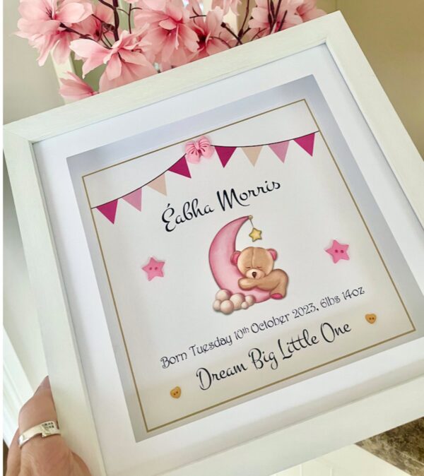 As Cute as a Button Personalised Framed Prints new baby girl gift