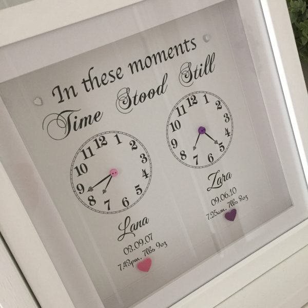 sibling clocks As Cute as a Button Personalised Framed Prints
