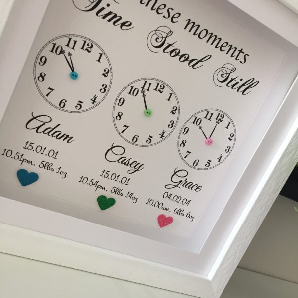 Sibling Clocks As Cute as a Button Personalised Framed Prints