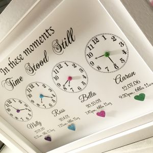 Sibling Clocks As Cute as a Button Personalised Framed Prints