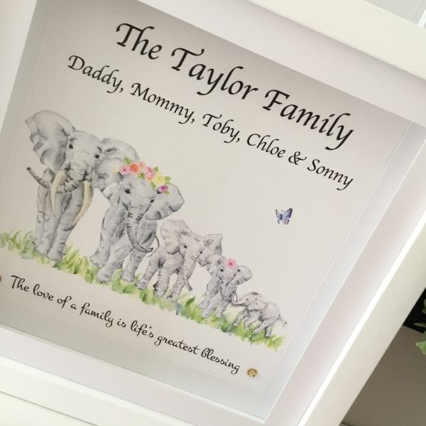 As Cute as a Button Personalised Framed Prints elephant family