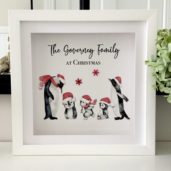 Personalised Christmas Penguins Frame