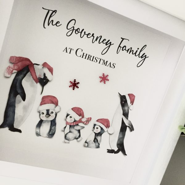 Personalised Christmas Penguins Frame As Cute as a Button Personalised Framed Prints