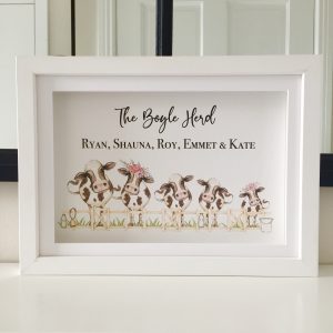 As Cute as a Button Personalised Framed Prints Personalised cow family frame