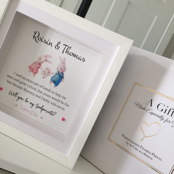 As Cute as a Button Personalised Framed Prints godparents proposal