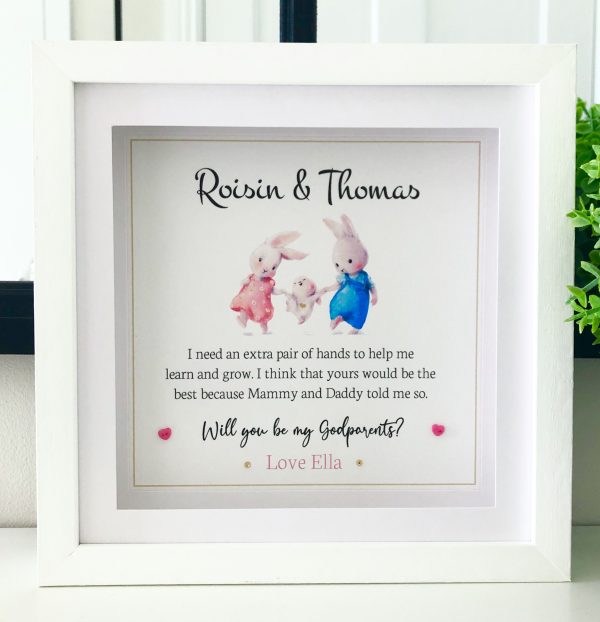As Cute as a Button Personalised Framed Prints godparents proposal