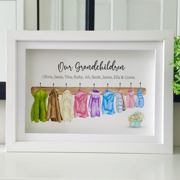 NEW! As Cute as a Button Personalised Framed Prints Hanging coats frame A4