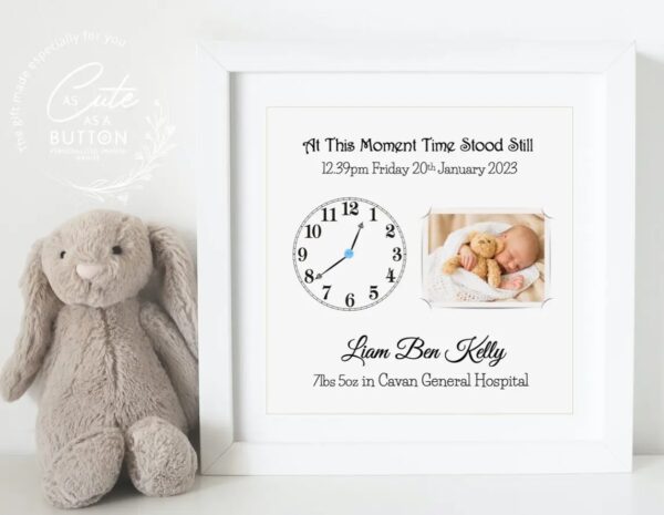 As Cute as a Button Personalised Framed Prints new baby photo frame