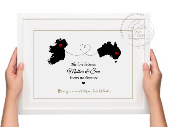 As Cute as a Button Personalised Framed Prints map son